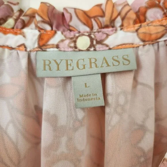 Ryegrass Floral Long-Sleeve Ruffled Dress Lightweight Flowy Cottagecore Coquette - Picture 10 of 13